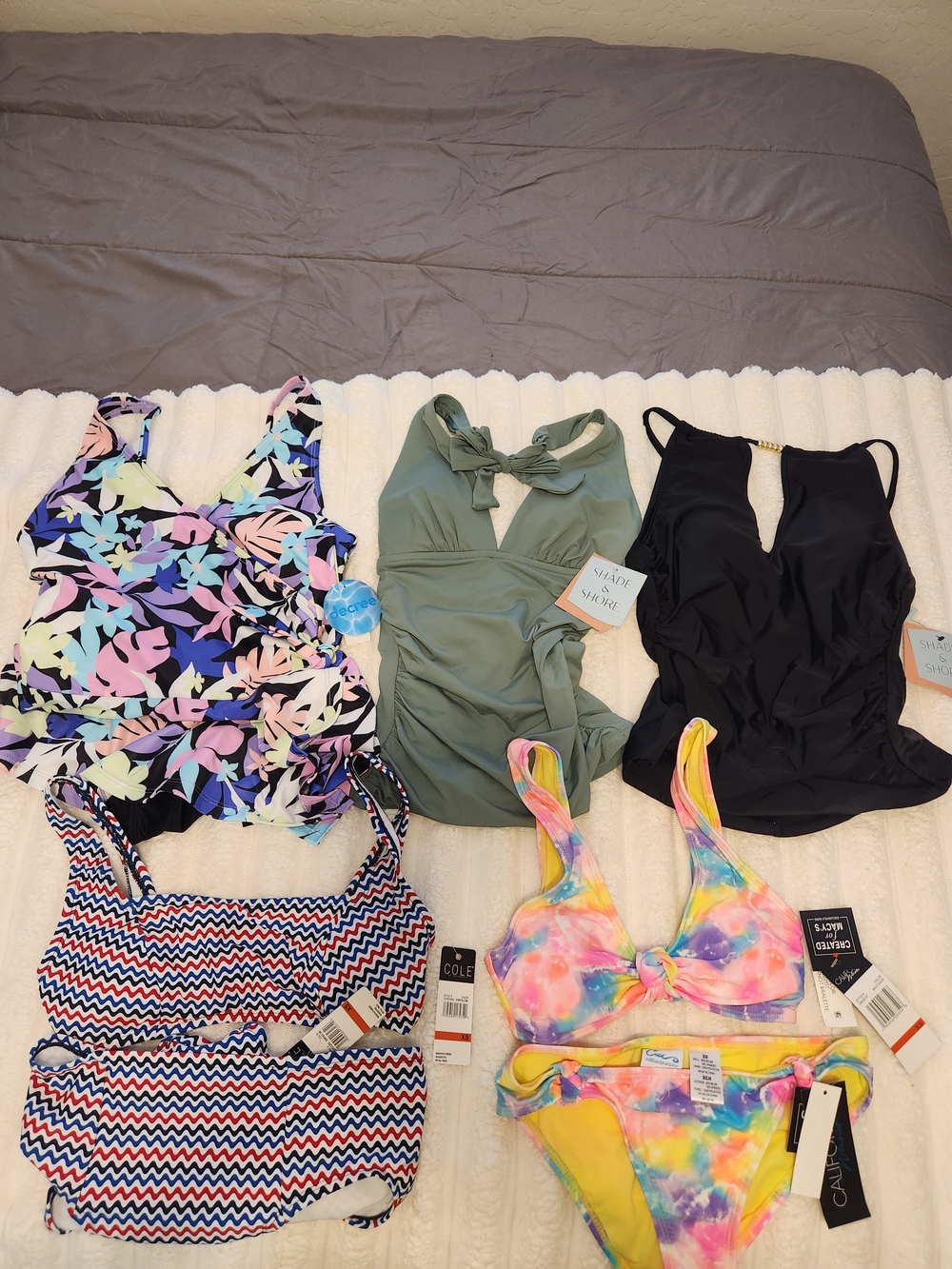 Mixed Women's Swimsuit Lot - Floral, Sage, Black, Tie-Dye & Chevron